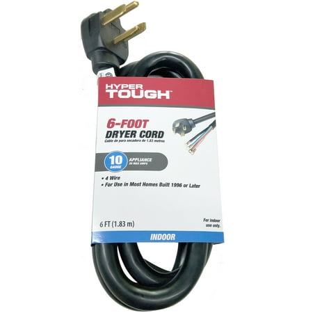 - Hyper Tough 6ft SRDT 10/4 Black Dryer Cord