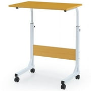 Hodedah Adjustable Height Wood Top Laptop Desk on Wheels in Beech