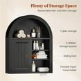 thumbnail image 3 of Bathroom Wall Cabinet, Arched Medicine Cabinet Over Toilet Storage with Sliding Door and Adjustable Shelf for Laundry Room Kitchen Living Room, Black, 3 of 7