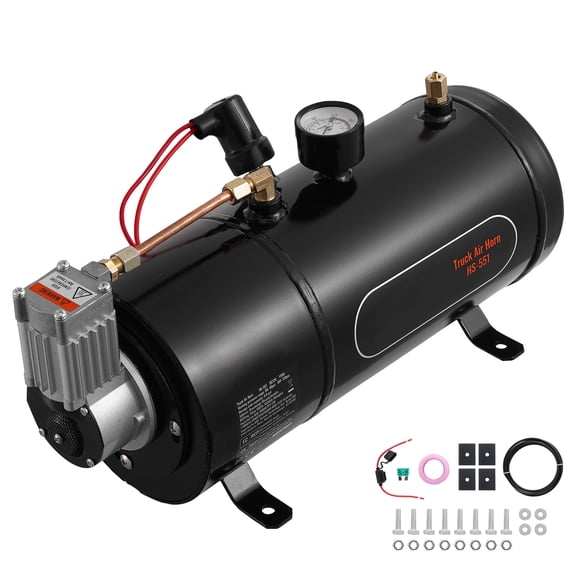 KFFKFF 12V Air Compressor System, 0.8 Gal/3L Tank, 120 psi, Ideal for Train Horns, Tire Inflation, and Air Mattresses, Onboard Compressor with Tank