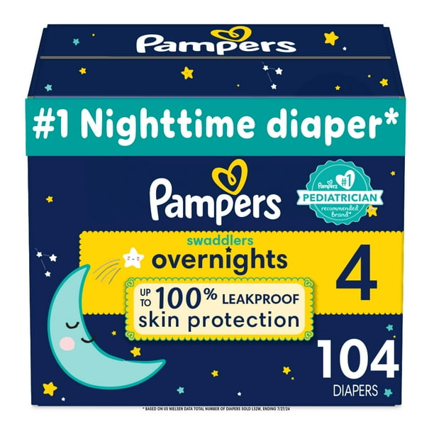 Pañales desechables para bebés Pampers Swaddlers Overnights, tamaño 4