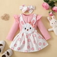 thumbnail image 2 of LAPAKIDS Baby Clothes for Girls 0-3 Months Long Sleeve Romper Tops + Bunny Suspender Skirt + Headband 3PCS Outfits, 2 of 7