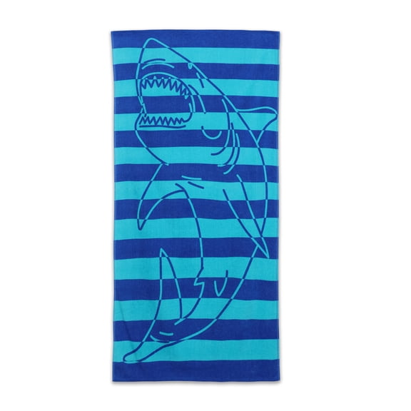 Mainstays Kids Shark Cabana Beach Towel, Cotton, 30 x 60 Inches