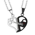 thumbnail image 5 of Couple Necklace Alloy Heart Puzzle Matching Pendant with Chain for Party DIY Black, 5 of 9