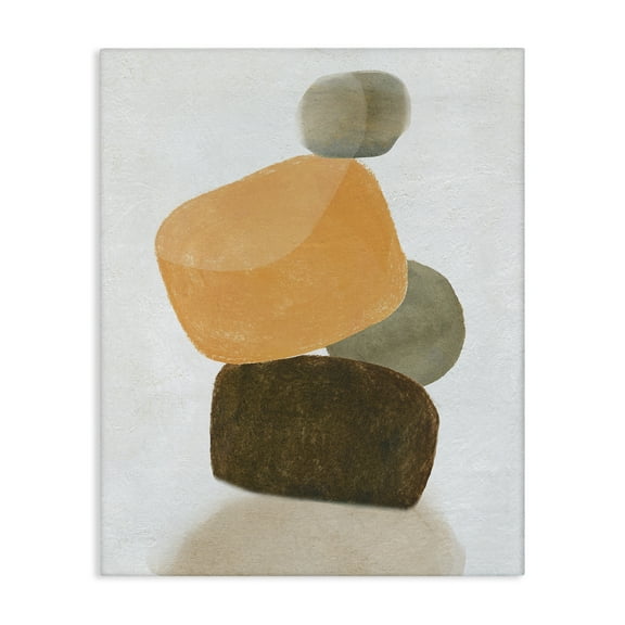Stupell Industries Orange & Grey Rocks Abstract Painting Gallery Wrapped Canvas Art Print Wall Art, 16 x 20