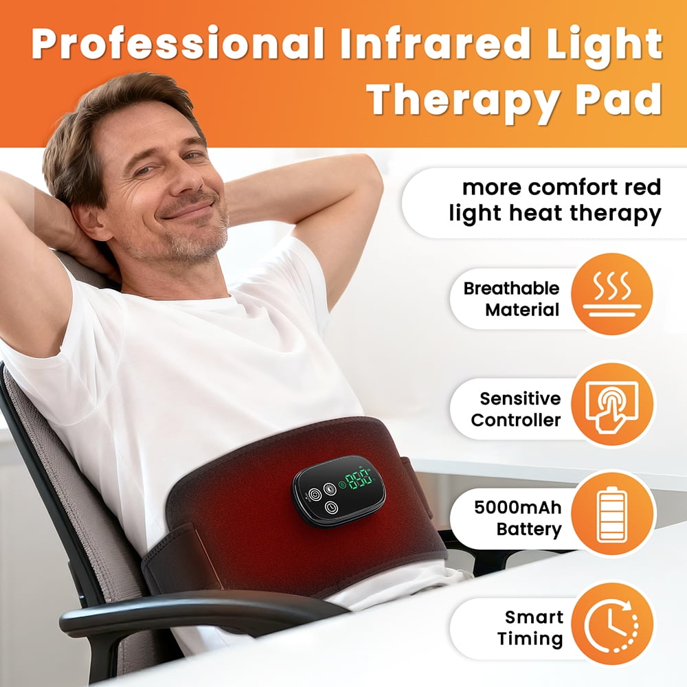 Red Light Pad with 5000mAh Battery, Cordless LED Light Wrap for Back Shoulder Neck Knee Abdominal Soreness, 660nm & 850nm Dual-Wavelength LED Pad, Rechargeable Heat Wrap for Home Use, Gift for Women