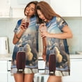 thumbnail image 4 of Easygdp Sunset Airplane Travel View Camisón de manga corta para mujer, informal, estampado, 4 of 6