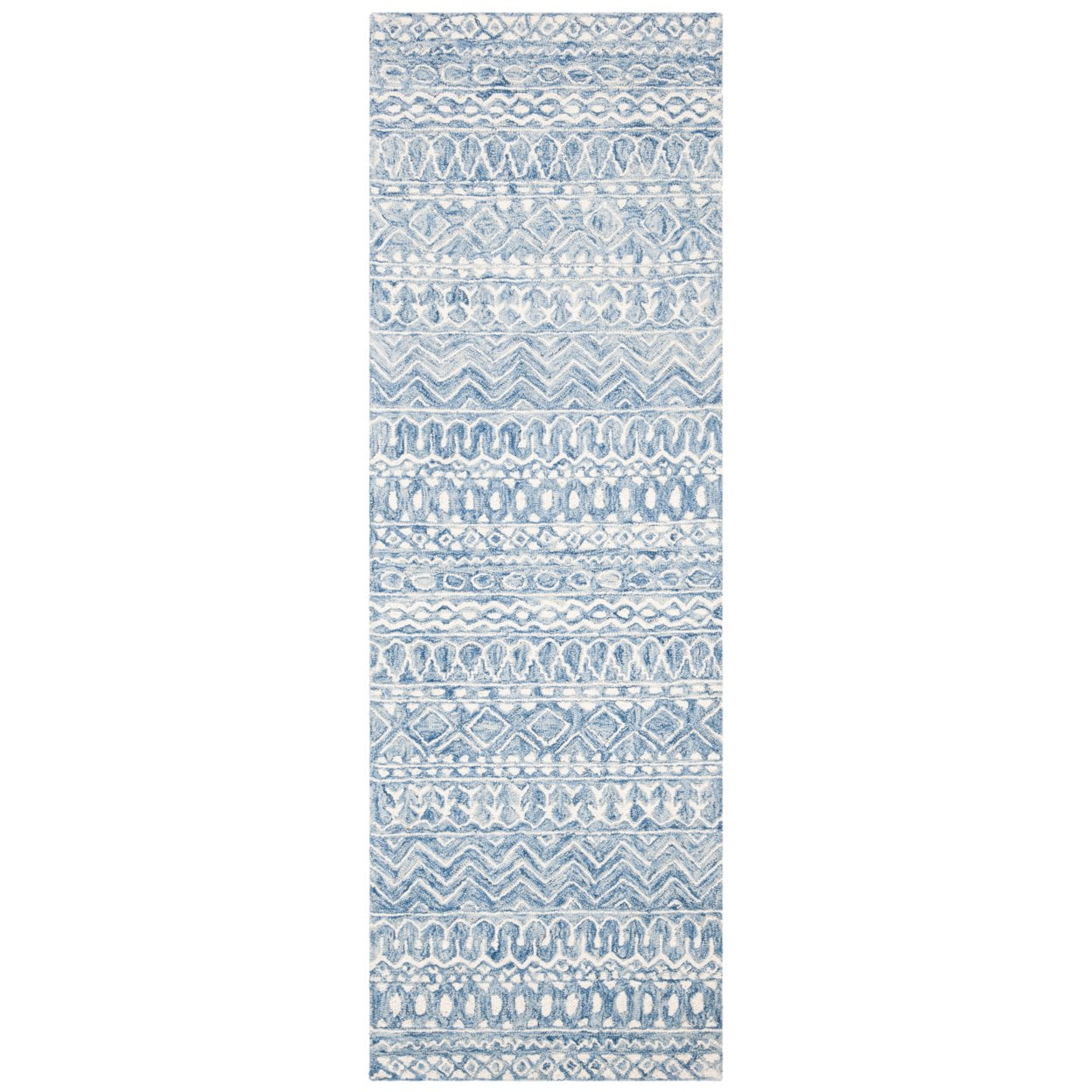 SAFAVIEH Micro-Loop Daithi Geometric Aztec Wool Area Rug, Blue/Ivory, 8' x 10'