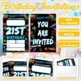 thumbnail image 3 of 21st Birthday Party Invitations for Boys Girls, Blue Glitter Graffiti Party Invitations, 20 Double-Sided Fill-in Invite Cards with Envelopes, 21st Birthday Decorations Supplies, 4x6 Inch-B17, 3 of 6