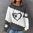 thumbnail image 2 of Hooded Sweatshirt for Womens Cute Dog Paw Heart Print Hoodies with Front Pocket Sweatshirts Color Matching Waffle Knitted Sweatshirts Loose Casual Long Sleeve Tops Hooded Outwear, 2 of 4
