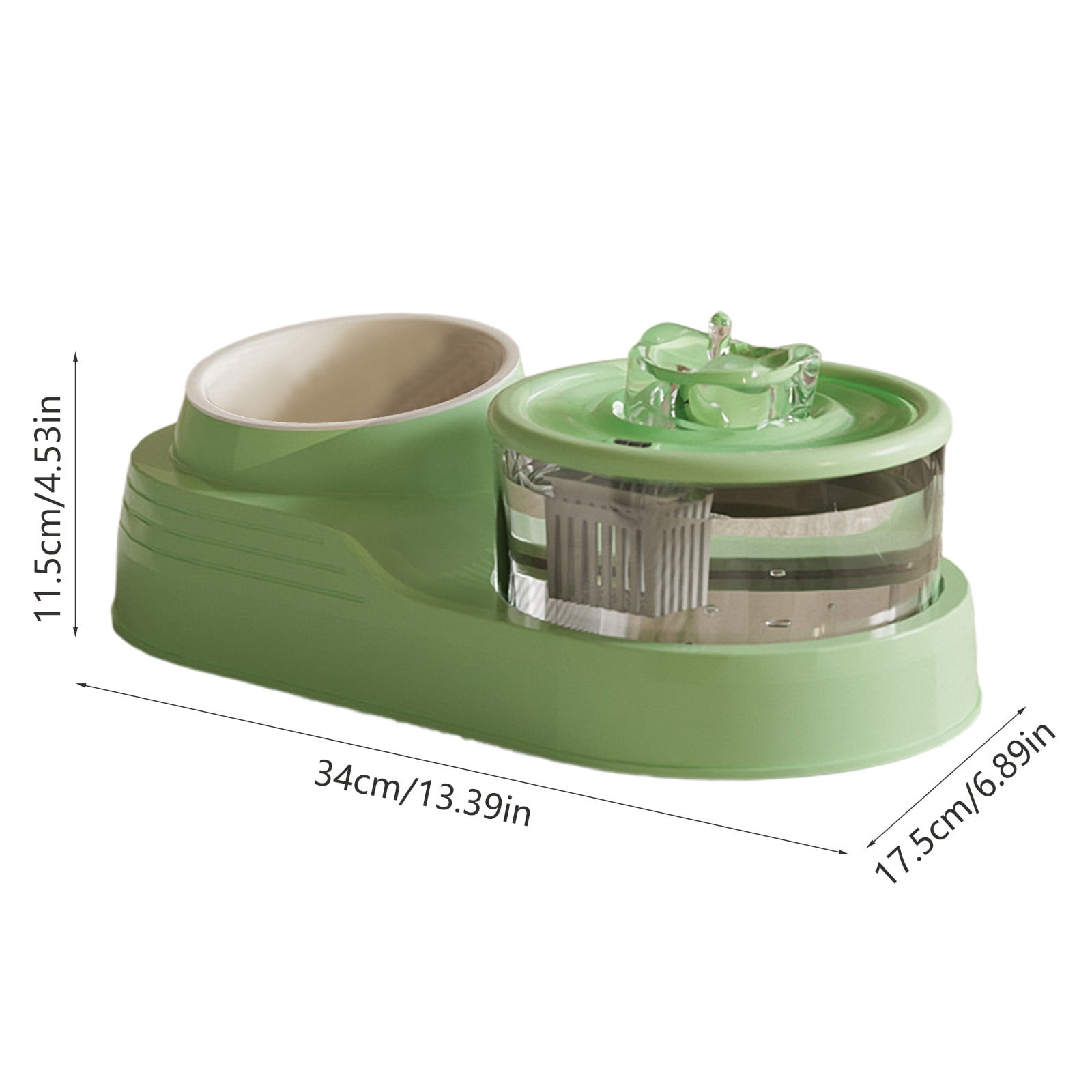 COM1950s Automatic Cat Water Fountain with Food Bowl,2 in 1 Pet Feeder and Drinking Fountain with Splash-Free Design,Anti-Slide Base for Cats and Small Dogs