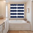 thumbnail image 3 of Curtains 63 Inch Length 2 Panels, Navy Blue Stripe Grommets Window Treatment Curtain, Modern Simple Geometric White Striped Thermal Curtains Drapes for Living Room/Bathroom, 3 of 9