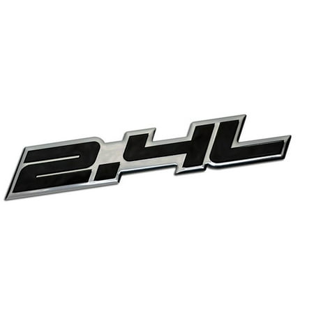 2.4L Liter Embossed BLACK on Highly Polished Silver Real Aluminum Auto Emblem Badge Nameplate for Saturn Buick Regal Chevrolet Malibu Equinox Dodge Dart Caliber Jeep Sport Wrangler Cherokee SUV