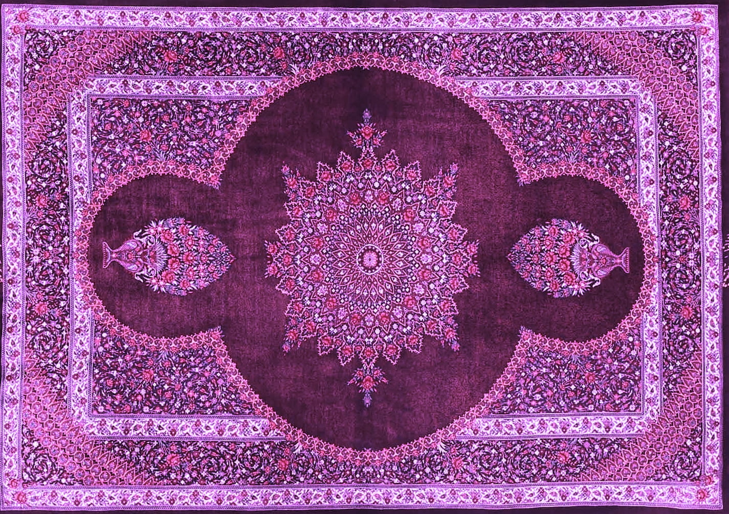Ahgly Company Indoor Rectangle Medallion Purple Traditional Area Rugs