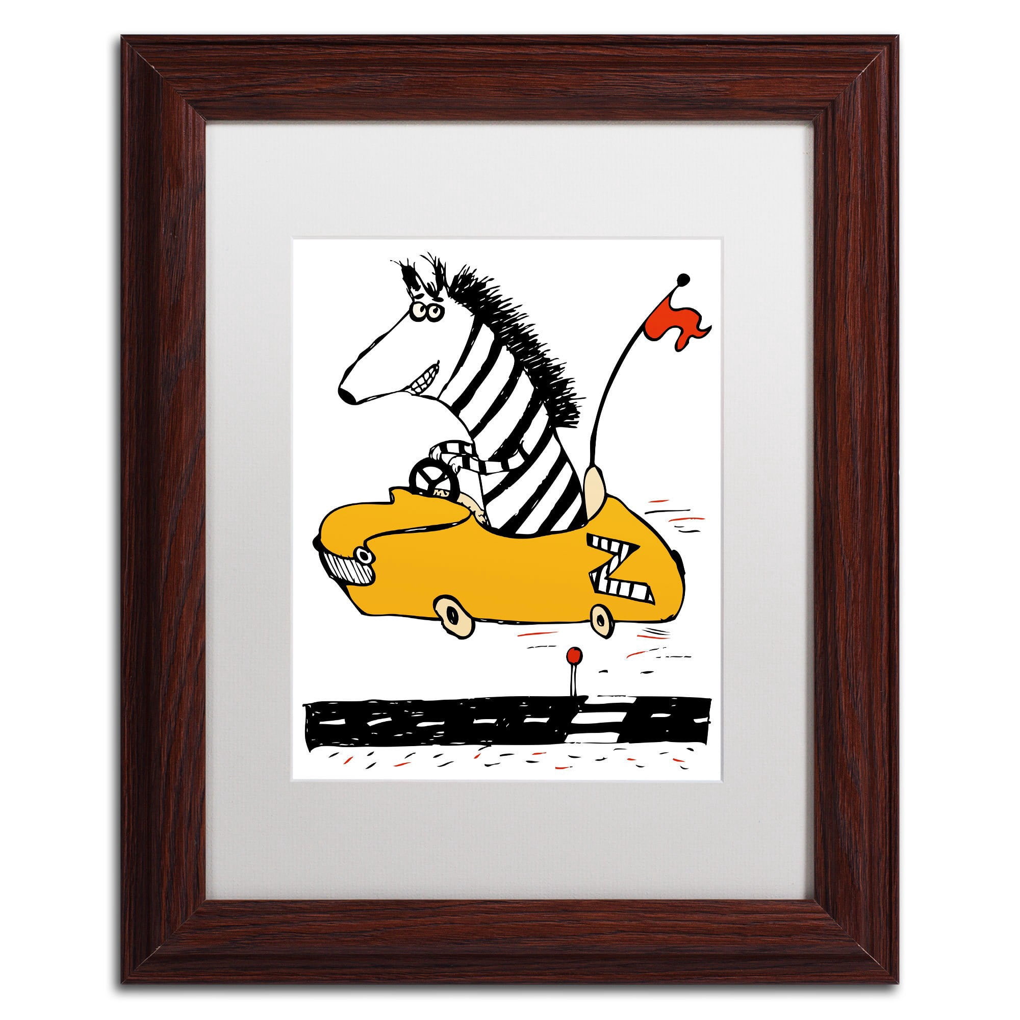 Trademark Fine Art "Zippy Zebra" Canvas Art by Carla Martell, White Matte, Black Frame