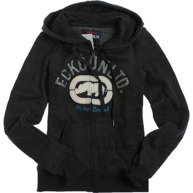 Sudadera con capucha y cremallera frontal Ecko Unltd. Gltter para mujer gris extragrande