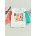 thumbnail image 2 of Wassery Baby Girl Sweatshirt Flower Letter Print Pullover Sweaters Top 6M 12M 18M 24M 3T 4T Toddler Girl Winter Contrast Color Clothes, 2 of 8