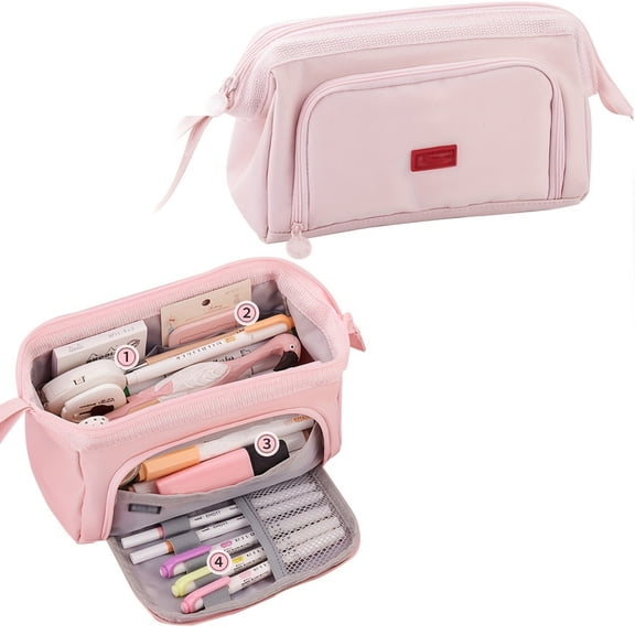 Large Capacity Pencil Case Big Pencil Pouch Pen Bag With Zipper Cute Pencil Pouches Pink
