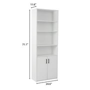 Mainstays Traditional 5 Shelf Bookcase with Doors, Soft White Finish