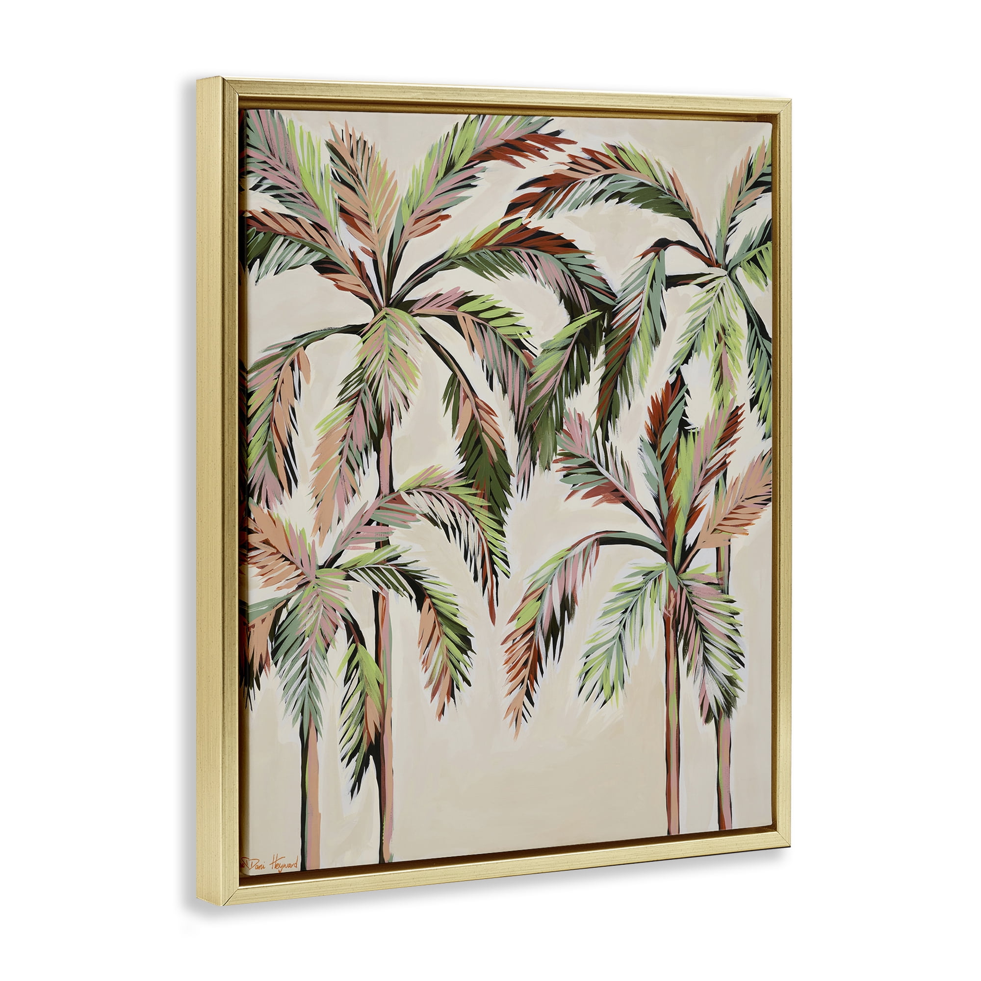 Stupell Industries Blushing Palm Tree Canopy Gold Framed Floater Canvas Wall Art, design by Dani Heyward