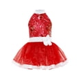 thumbnail image 3 of inlzdz Girls Sparkly Sequins Sleeveless Ballet Dance Dress Princess Party Ballerina Tutu Skirt Leotard Red 12, 3 of 7