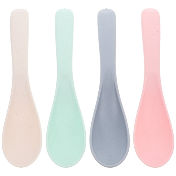 Shisuyan 4 Pcs Cuillères Légères en Paille de Blé Incassables Cuillères à Dîner Réutilisables Cuillères à Soupe Asiatiques pour Enfants et Adultes Micro-Ondes et Lave-Vaisselle