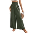 thumbnail image 3 of Laqbezok Women's High Waist Smocked Palazzo Pants, Wide Leg Casual Trousers, Loose Flowy Summer Beach Vacation Slacks, 3 of 7