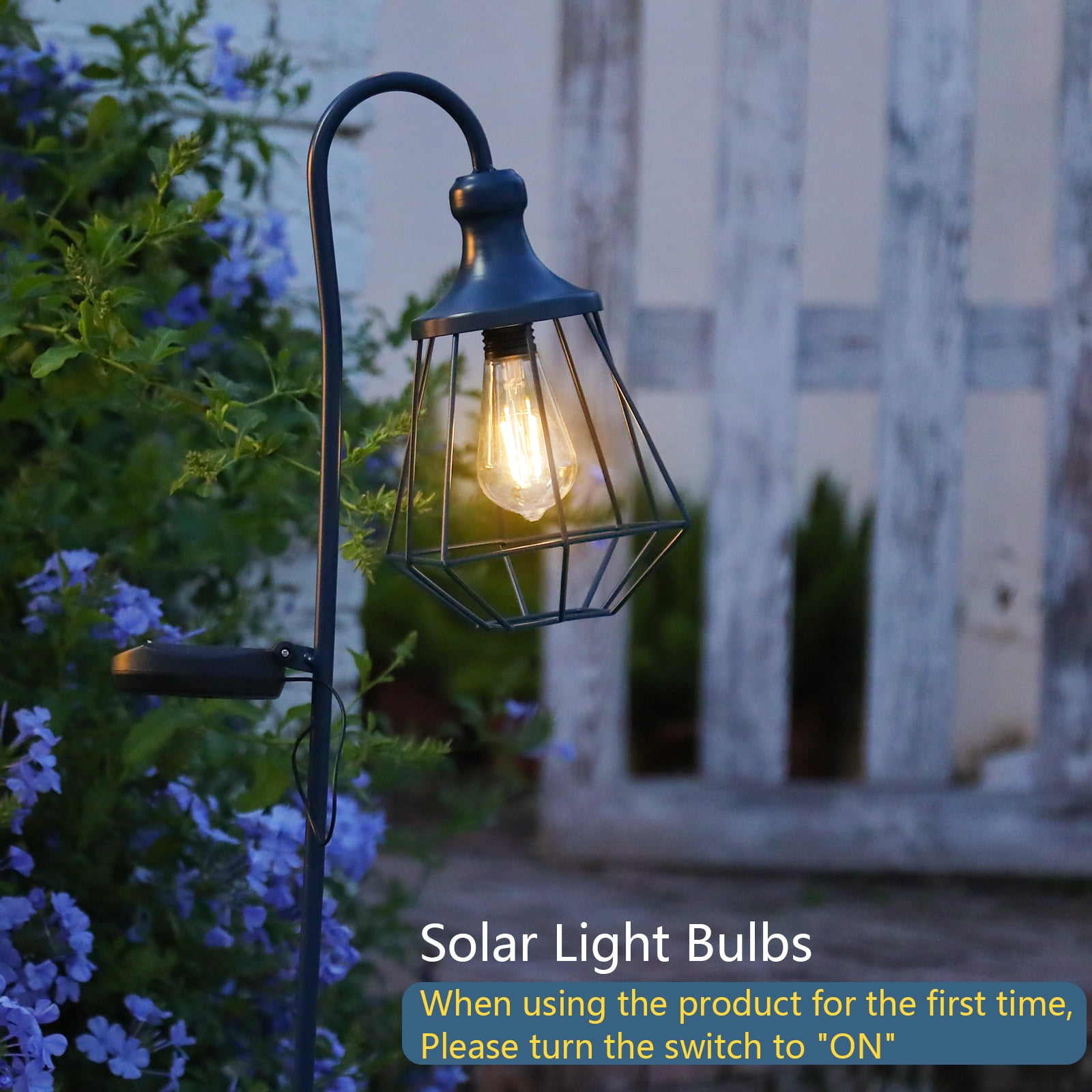 2PCS Dark Blue Outdoor Solar Post Lights Dusk to Dawn Solar Lamp Posts, Waterproof Floor Lamps, Warm White Pole Lights for Patio Auto Sensor LED for Yard Pathway Decor