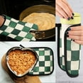 thumbnail image 5 of Yayeee Oven Mitts and Pot Holder Set of 4 Heat Resistant Kitchen Gloves Baking Hot Pad, Green and White Plaid Pattern, 5 of 5