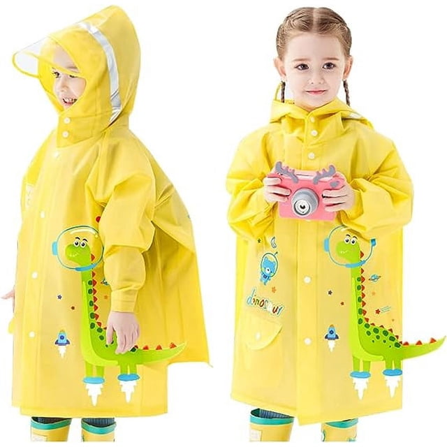 Chubasqueros (M) de 1 a 8 años para niños y niñas, poncho de lluvia ligero, chaquetas de lluvia, ropa impermeable reutilizable de dibujos animados lindos JM