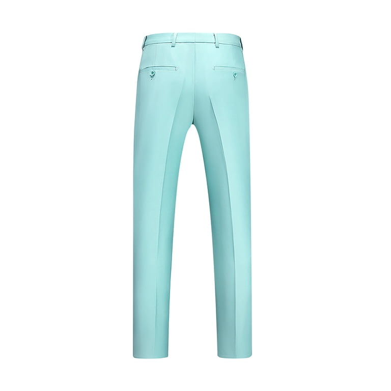 YLSDY Men's Business Suit Pants Flat Front Dress Pants with Belt Loops Zip Fly Multiple Colors Mint Green L YLSDY Men's Business Suit Pants Flat Front Dress Pants with Belt Loops Zip Fly Multiple Colors Mint Green L