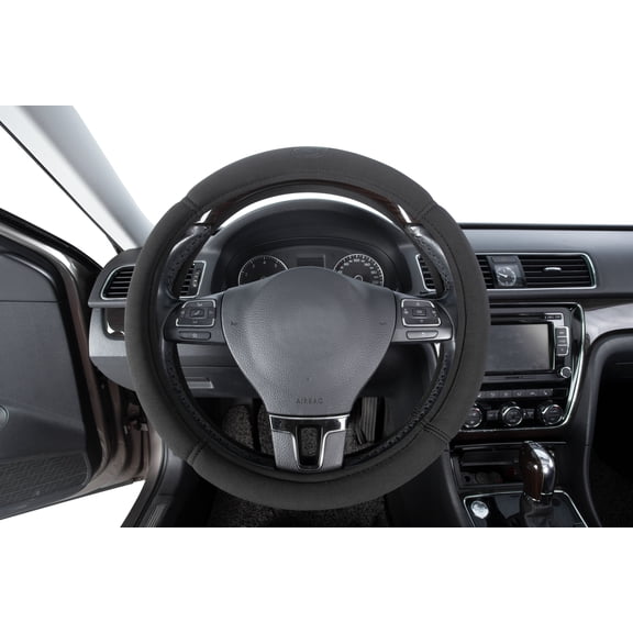 Skechers 1Piece Car Steering Wheel Cover Memory Foam Polyester Black - Universal Fit, 23SK13