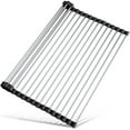 thumbnail image 7 of Tomorotec 21" x 15.5" Roll Up Dish Drying Rack Over Sink Drying Rack Sink Cover Kitchen Sink Accessories Gadget Multipurpose Organizer Foldable Stainless Steel Drainer, 7 of 7