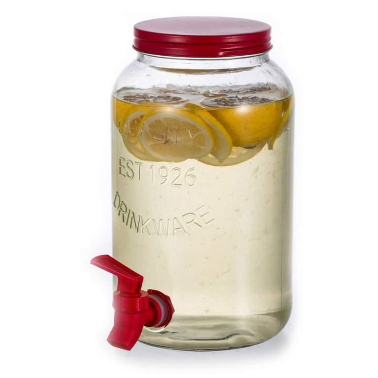 1 Gallon Glass Drink Dispenser Mason Jar Cold Beverage Dispenser W Lid &  Stand