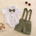 thumbnail image 4 of Tiijoy Newborn Boys Summer Outfits Cotton Short Sleeve Bodysuit Suspenders Shorts Set, Sizes 0-3M, 4 of 5