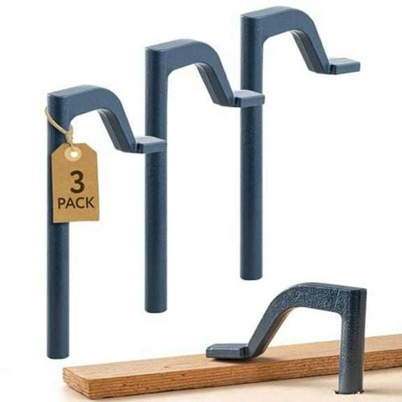 IMPRESA Pack of 3 Holdfast Dog-Hole Clamps - Blue, Cast Iron Heavy-Duty Cast Iron Bench Dog Clamps, 8-In Length & 3/4-In Shaft - Secure Grip for Woodworking Holdfasts