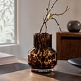 thumbnail image 5 of YAMB Tortoiseshell Print Glass Vase, 6.3" Modern Hand-Blown Decorative Table Centerpiece Vase, Thick Glass Amber Floral Container for Living Room Home Decor, 5 of 6