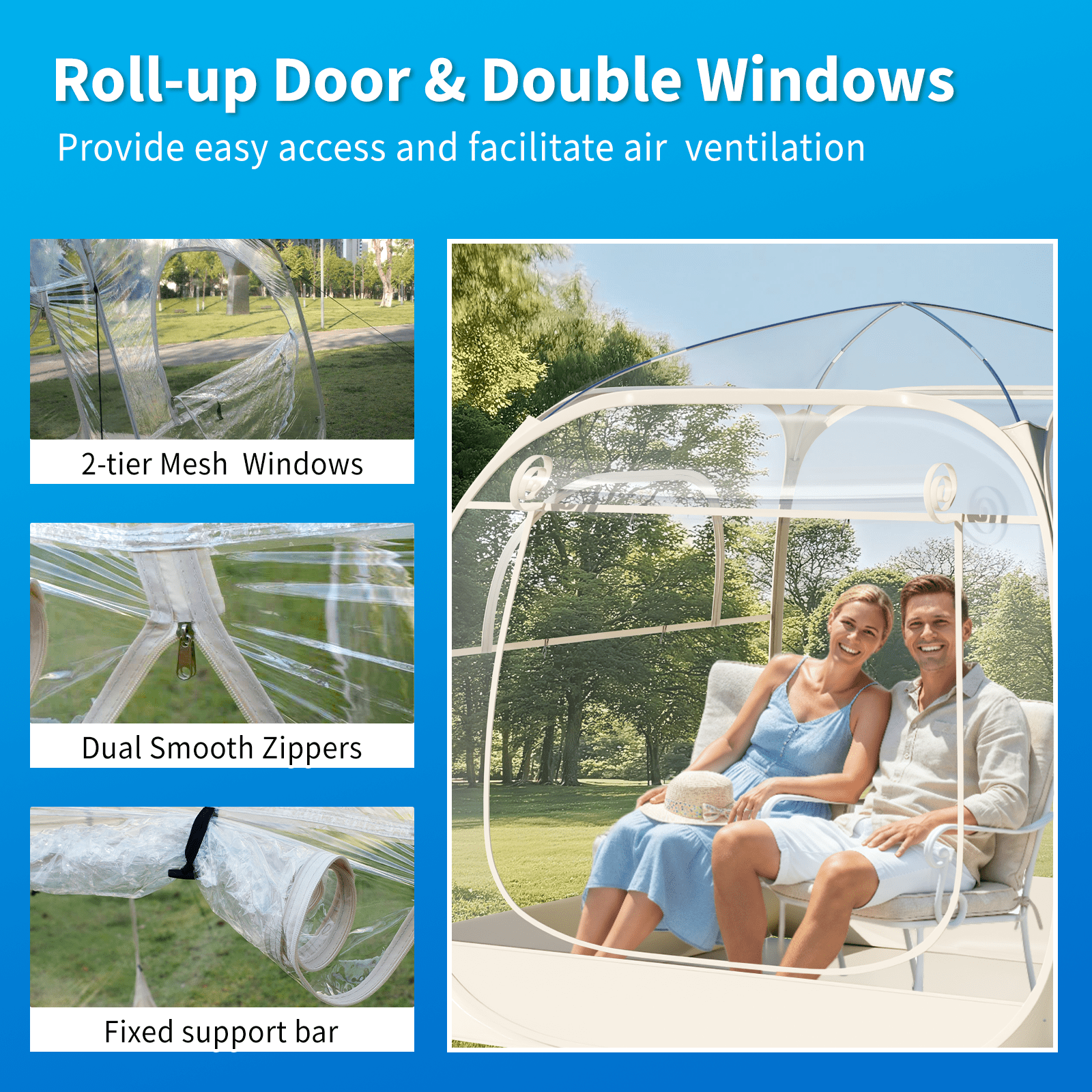TABU Pop Up Bubble Tent, Sports Tent for 4-5 People, Portable Weatherproof Clear Tent, 6 x 6 ft