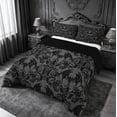 thumbnail image 2 of meiyoeat Spooky Gothic Bat Queen Comforter Set,Gray Classic Damask Floral Comforter Sets Queen For Adults, Black Gray,Black Reversible,3pcs, 2 of 7
