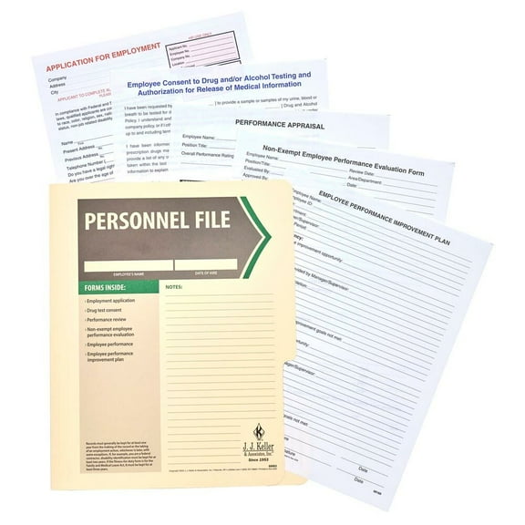 Employee Personnel File Folder and Forms, 11.75 x 9.5, 10 Pack