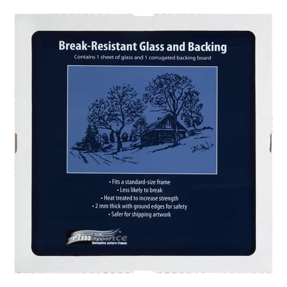 Ambiance Break-Resistant Picture Frame Glass and Backing 12"X12" for Replacement or Empty Frames, 2mm Thick, Rounded Edges for Safe Handling, White Corrugated Cardboard