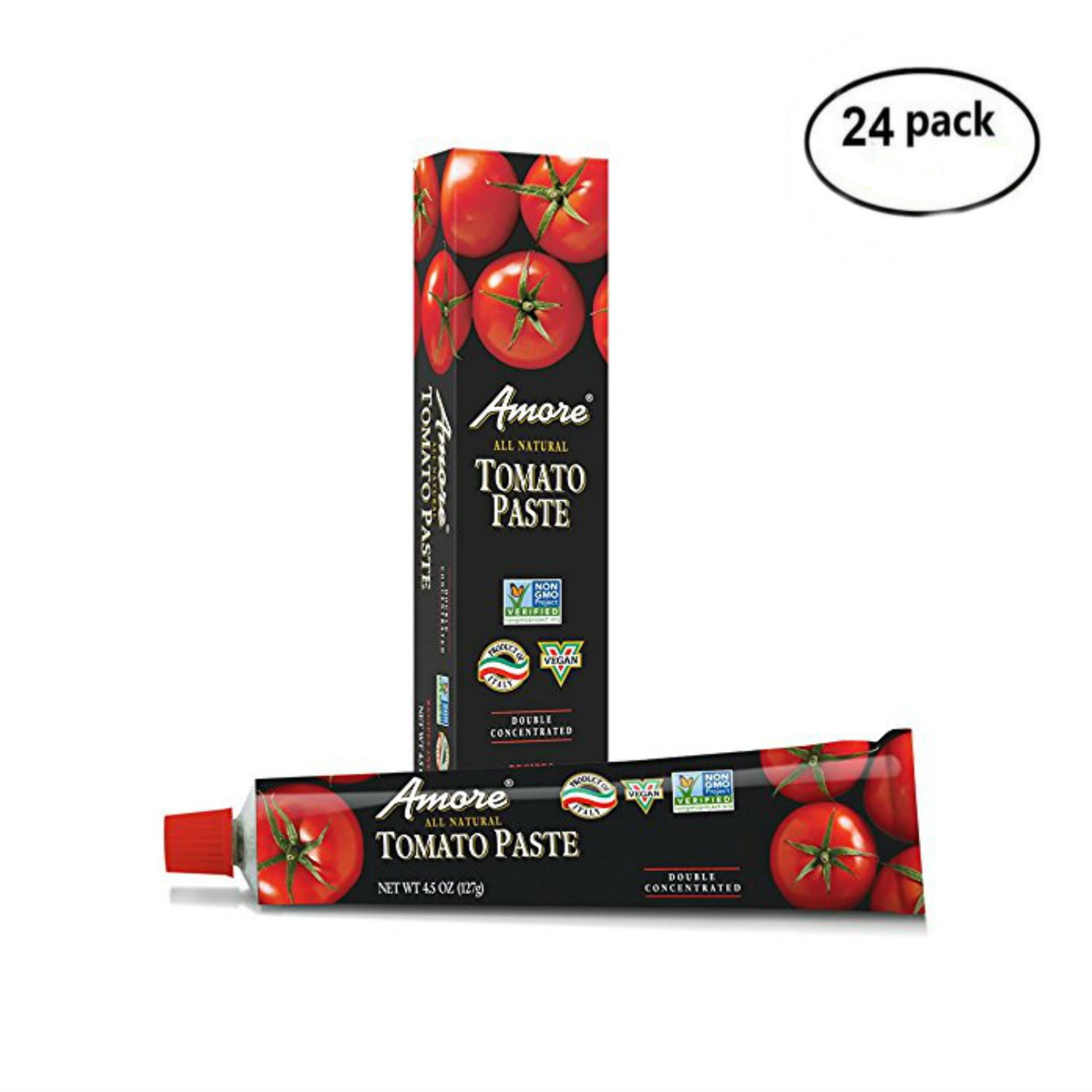 AMORE, PASTE TUBE TOMATO, 4.5 OZ, ( Pack of 12 x 2 )