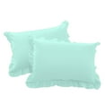 thumbnail image 2 of 2 Piece Ruffle Solid Aqua Blue European Pillow Shams, (European 26x26 Pillow Cover), 100% Egyptian Cotton, 800 Thread Count, European Size, 2 of 3