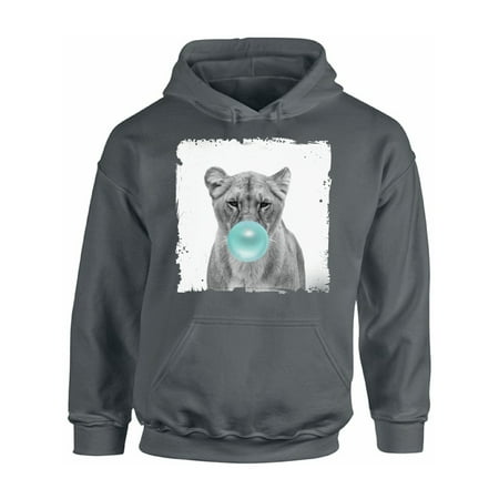 Awkward Styles Cute Animals Best Unisex Gifts Lion Hoodie Crewneck Lion Blowing Blue Gum Animal Themed Clothes Lion with Gum Hoodie Cute Animal Hoodie for Woman Funny Animal Gifts Lion (Best Websites To Shop For Clothes)