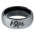 thumbnail image 2 of Tungsten Optomistic Hope Awareness Ribbon Band Ring 8mm Men Women Comfort Fit Black Dome Brushed Gray Polished, 2 of 4