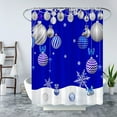 thumbnail image 4 of Merry Christmas Shower Curtain Blue Silver Xmas Balls Snowflake Winter Snow Happy New Year Festival Decor Fabric Bathroom Curtain with Hook, 4 of 4