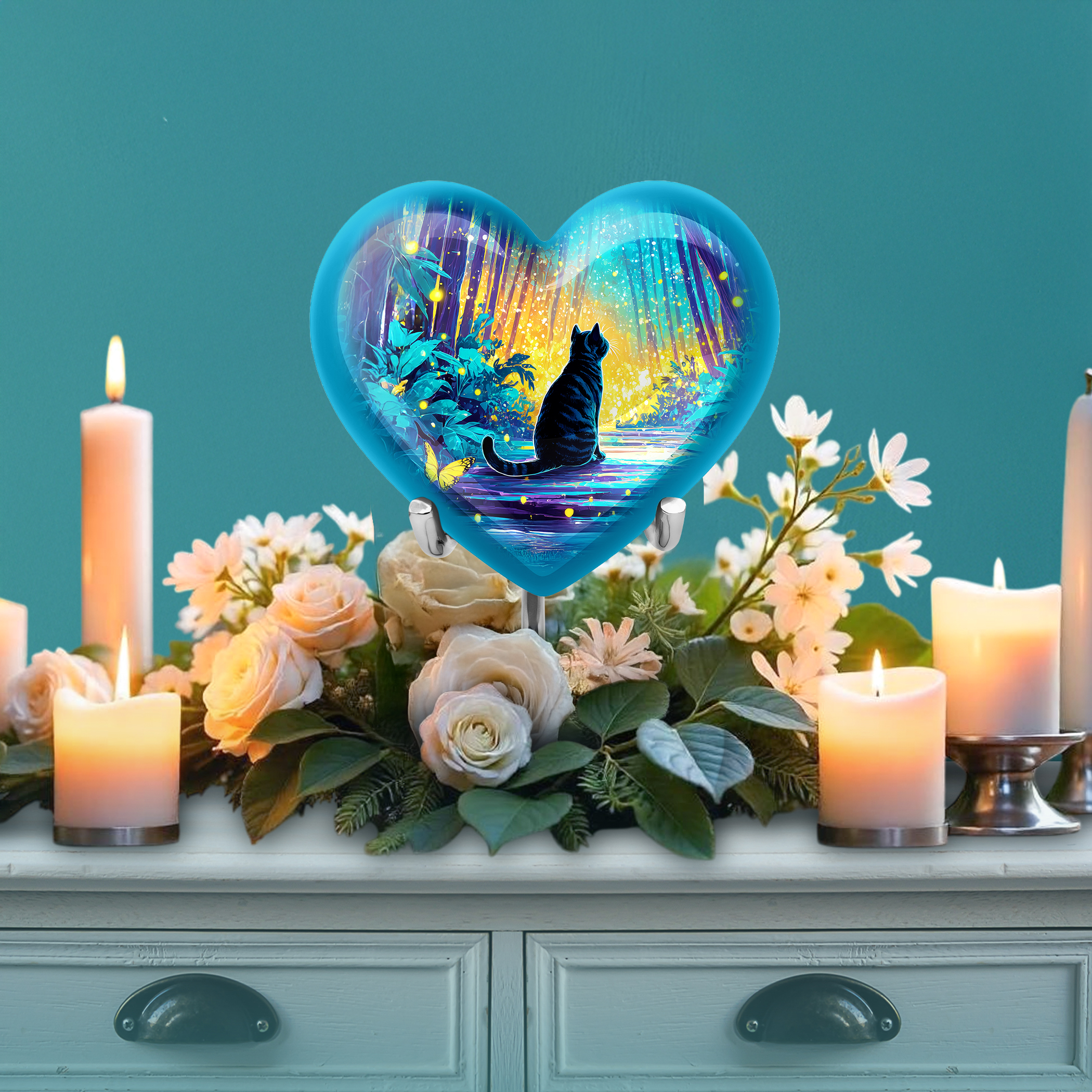 SABURIAL Cat Cremation Memorial Urn - Human Ashes Urns - Combo 1 - Large with 3 Inch Pack of 1 - Large Decorative Urn - Memorial Urns for Ash - Ash Keepsakes for Human Ashes