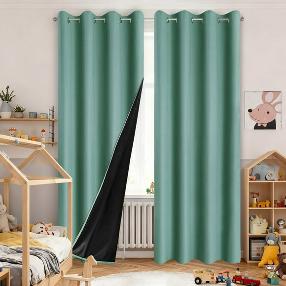 Curtains For Living Room Thermal Insulated Window Drapes With Top Room Darkening Panels For Bedroom Noise Reducing Draperies In Modern Solid Design