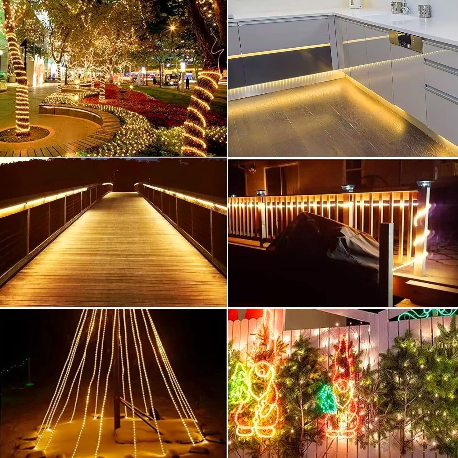 LED Rope Light Warm White LED 216LED 18FT 110v with Indoor and Outdoor Decorative Lighting,Waterpro of Light with UL Certified