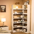 thumbnail image 1 of Ourlova L-Shaped Bookcase, PB Wood Corner Bookshelf, White, 1 of 5
